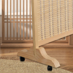 Privaatsusekraani hoidik puidust alusega liigutatav rattaraam kontori riietusruumi jaoks Wood Color