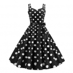 Naiste kleit Retro A-kujuline, suur kiik, liibuv k&otilde;rge v&ouml;&ouml;kohaga vibu kaunistus Varrukateta V-kaelusega selja t&otilde;mblukk L