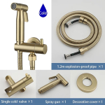 ULA &uuml;he k&uuml;lma veega bideesegisti, kullast harjatud messingist kraan, kaasaskantav bidee-pihusti du&scaron;ikomplekt WC Shattaf bidee h&uuml;gieeniline du&scaron;&scaron; kuldne