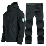Talvine fliis tuulekindel soe meeste &uuml;likond Shark Skin Soft Shell jakid+ p&uuml;ksid komplektid &otilde;ues matkamine ronimine jahispordiriided 3XL must