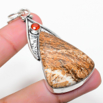 Natural Wild Horse, Garnet Gemstone 925 Sterling Silver Pendant 2.68 e2u96