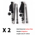 Matkakepid 2tk s&uuml;sinikkiust kokkupandavad teleskoopkepid Kerged matkakepid ronimiskepid must