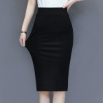 S&uuml;gisene bodycon-seelik Naiste pliiatsseelik K&otilde;rge v&ouml;&ouml;kohaga Puuvillane Solid Stretch Elastne Slim Business OL Pool Seelik 4XL must