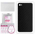 apgo Protective Skin Sticker for the back compatible with Apple iPhone 4, Wrap Film, Foil, Vinyl - Pattern Carbon Black