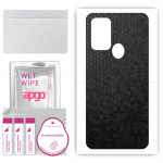 apgo Protective Skin Sticker for the back compatible with ZTE Blade A53 Pro, Wrap Film, Foil, Vinyl - Pattern Black Honeycomb
