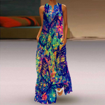 Naiste A-kujuline kleit Maxi pikkade varrukateta sinise ujuva l&otilde;ngaga s&uuml;gis-talvise V-kaelusega retrostiilis elegantne 8XL tumesinine v&auml;rv