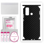 apgo Protective Skin Sticker for the back+sides compatible with Tecno Pouvoir 4, Full Wrap Film, Foil, Vinyl - Pattern Carbon Black