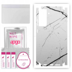 apgo Protective Skin Sticker for the back+sides compatible with Samsung Galaxy S21 FE 5G, Full Wrap Film, Foil, Vinyl - Pattern White Marble