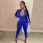 Treening Active Wear &uuml;hev&auml;rvilised p&uuml;ksid Naiste Jumpsuit Sportlik pikkade varrukatega Fitness Clubwear T&otilde;mblukuga Peokombinesoonid Bodycon L