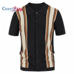 Cozy Up meeste polos&auml;rgid Vintage triibulised kuduvad l&uuml;hikeste varrukatega golfis&auml;rgid M must
