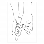 Must-valge paarijoonine seinakunst L&otilde;uend Maalijoon Joonistus K&auml;si Armastus Suudlus Plakatid ja tr&uuml;kised P&otilde;hjamaade pilt Elutoa sisustus 21x30cm No Frame