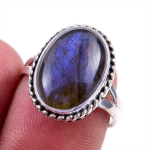 Looduslik Labradoriit Kivist 925 Prooviga Sterling H&otilde;bedast Ehted S&otilde;rmuse suurus 7 U0p06 gray