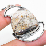 Natural Laguna Lace Agate Gemstone 925 Sterling Silver Pendant 2.36 y2m78