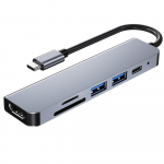 6 in 1 USB HUB C Type-c Adapter HUB USB C to USB 3.0 HDMI-&uuml;hilduv dokk MacBook Pro jaoks Nintendo Switchi jaoks USB-C Type C 3.0 splitteri adapter hall