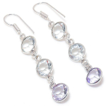 Natural Amethyst, White Topaz Gemstone 925 Sterling Silver Earring 2.29 i0d81