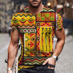 Meeste T-s&auml;rk Ethnic Print vabaaja l&uuml;hikeste varrukatega suvine &uuml;markaelus T&auml;navar&otilde;ivad Vintage meeste avar dressipluus hingav meeste riided 4XL