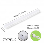 Liikumisanduri valgus Juhtmeta LED-&ouml;&ouml;valgusti C-t&uuml;&uuml;pi laetav valguskapp Garderoobilamp Trepikoja taustvalgus Warm-30cm