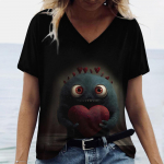 Naiste T-s&auml;rk Multifilm Monster Print Naiste T-s&auml;rgid L&uuml;hikeste varrukatega Topid Kaelusega &uuml;lisuur t-s&auml;rk Suvine naiste disainr&otilde;ivad L