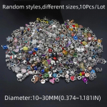 10 tk/partii Juhuslikult segatud v&auml;rvide ja stiilidega suur auk, kristallist emaili sulamist amuletid helmed ripatsid sobivad Euroopa k&auml;ev&otilde;rudele Pendant-MIX10PCS