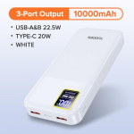 TUODES Power Bank 20000mAh PD20W v&auml;line suur aku mahutavus 22,5W kiirlaadimine kaasaskantav laadija iPhone Samsung Xiaomi jaoks 20000mAh valge