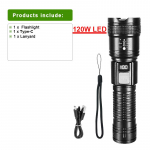 V&auml;ga ere taskulamp 120 W LED k&otilde;ige v&otilde;imsam taskulamp suure luumeniga 100000LM laterna suumitav v&auml;lklamp, laetav lamp A-Flashlight, Type-C