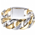 Massiivne 25 MM Lai Kettl&uuml;lidega K&auml;ev&otilde;rud & Bangles Meestele 316L Roostevabast Terasest Rihm K&auml;epealsed K&auml;ev&otilde;rud Meestele Mannen Armband 21.5CM kuld/h&otilde;be