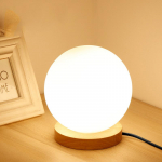 Lihtne klaasist kuulist laualamp LED-elutoa t&ouml;&ouml;tuba Kodusisustusvalgusti Puidust v&auml;ike &uuml;mmargune kirjutuslaud Lamp magamistoa voodi &ouml;&ouml;valgusti Without bulb&AU plug