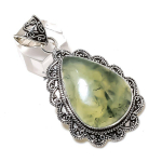 Prehnite Gemstone Handmade 925 Sterling Silver Gift Jewelry Pendant 2.48 m0m05