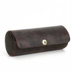 Vintage Crazy Horse nahast lipsukarp K&auml;sitsi valmistatud silindriline meeste magnetpandlaga topeltlipsu hoiukarp 22x13x13cm