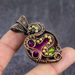 Natural Mystic Topaz Gemstone Copper Wire Wrap Jewelry Pendant 2.21 n1f17