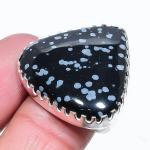 Natural Snoflake Obsidian Gemstone 925 Sterling Silver Gift Ring Size 8 p6t28