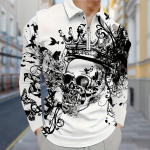 Polos&auml;rgid Meeste pikkade varrukatega Butterfly Skull Print Uus meeste polos&auml;rk pikkade varrukatega lukuga T-s&auml;rk top XS must