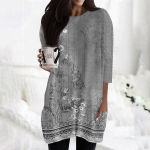 Naiste vabaaja 3/4 varrukatega s&auml;rgid Moeprinteriga tuunikatopid taskutega XXXL