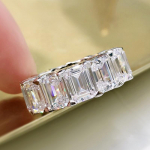 P&auml;ris 925 sterlingh&otilde;bedast 5x7mm smaragdl&otilde;ikega loodud moissanite teemant abielus&otilde;rmused Uus luksuslik kihlas&otilde;rmus 8 valge