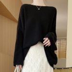 Naiste ka&scaron;miirist sviiter Qinghe ka&scaron;miir 30% ka&scaron;miir 70% vill s&uuml;gis-talvine ka&scaron;miir pullover pehme ja soe must