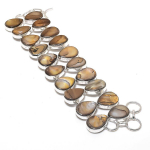 Natural Blister Pearl Gemstone Handmade 925 Sterling Silver Bracelet 7-8 b0o86