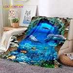 3D illusioon Veealune maailm Merep&otilde;hi Hais Dolfiin Pehme flanellkate vooditele magamistuppa diivanile piknikule, viskekate v&auml;litingimustesse kingitused 30x40in