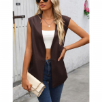 PU vest mantel Solid Camisole naiste kunstnahast vestid Suvised mood trend Varrukateta kardigan vestid top XL kohv