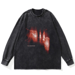 Streetwear Shadows Graafiline Pesemist Must T-s&auml;rk Puuvillane Unisex Suur Suurus Pikkade Varrukatega T-s&auml;rk S must