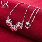 925 h&otilde;bedane kolme lilleline ripats Kaelakee Moodsad pulmaehted O-45CM