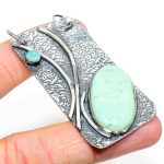 Natural Chrysoprase, Chalcedony Gemstone 925 Sterling Silver Pendant 2.68 m9v47