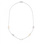 PERLINEA - Collier Perle de Culture d'Eau Douce AAA+ - Ronde 6-7 mm - Multicolore - Argent 925 Milli&egrave;mes - Bijoux Femme