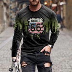 Retro Flame Series 3D Print Suvine O-kaelusega meeste T-s&auml;rk vabaaja pikkade varrukatega T-s&auml;rk Suurem&otilde;&otilde;tmeline pullover Mood Trend Meeste r&otilde;ivad 2XL