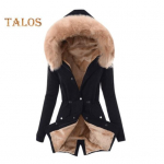 Talvine sulemantel polsterdatud karvase kapuutsi ja taskutega T&otilde;mblukuga Parka Tuulekindel soojust hoidev Igap&auml;evane k&uuml;lma ilmaga v&auml;lisriiete jope L