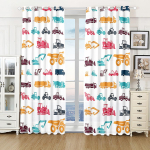 2 paneeli Multikas M&auml;nguasi Ekskavaator M&auml;nguauto Prinditud Kardinad Laste Poiste T&uuml;drukute Magamistoa Akna Katted Aasadega &uuml;laosa cortiinas 140W160H(CM)55x63in&Rod Pocket white
