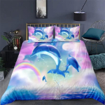 Ookeani delfiinide voodipesukomplekt lastele ja t&auml;iskasvanutele Boho stiilis Mereteemaline tekikott Mikrokiud Mereloomadega tekikate Magamistoa dekoratsioon US Full 200x230cm