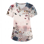 Naiste moodsad V-kaelusega l&uuml;hikeste varrukatega t&ouml;&ouml;r&otilde;ivad, taskutega, tr&uuml;kitud topid L armee roheline v&auml;rv