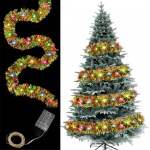 1 tk Dingion 16 jalga j&otilde;ulukaunistus s&auml;delev metallik LED-tuledega puu paksud rippuvad kaunistused j&otilde;ulupeoks siseruumides 5M 50LEDs mitmev&auml;rviline