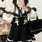 Kawaii naiste s&auml;rgid Jirai Kei Lolita Y2K armas Jaapani stiilis pluus Elegantne pikkade varrukatega magusad topid vabaaja esteetiline s&auml;rk One size
