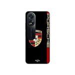 Coque pour Oppo A58 PORSCHE logo rouge et dor&eacute;e fond noir Maniacase